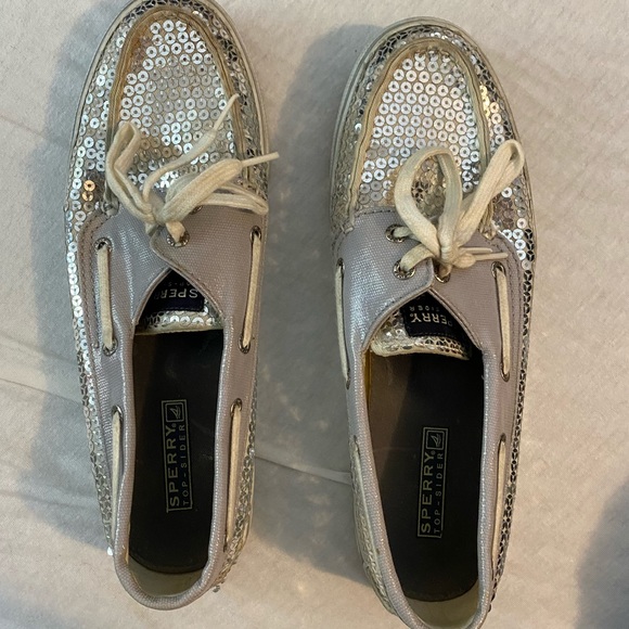 4 for 20 / Sequin silver sperrys boat shoes! - Picture 1 of 3
